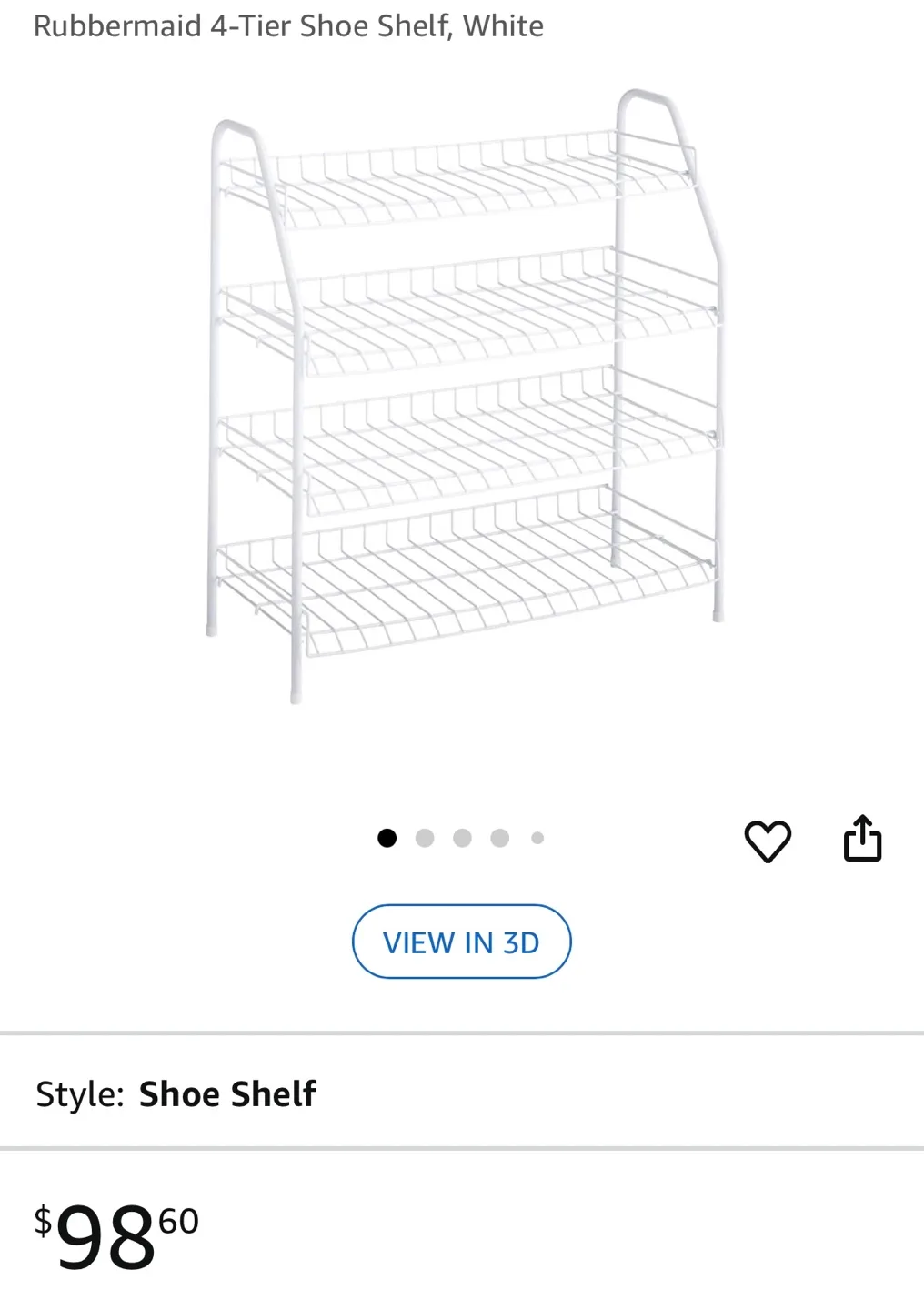 Rubbermaid 4-Tier Shoe Shelf, White image indicator(2)