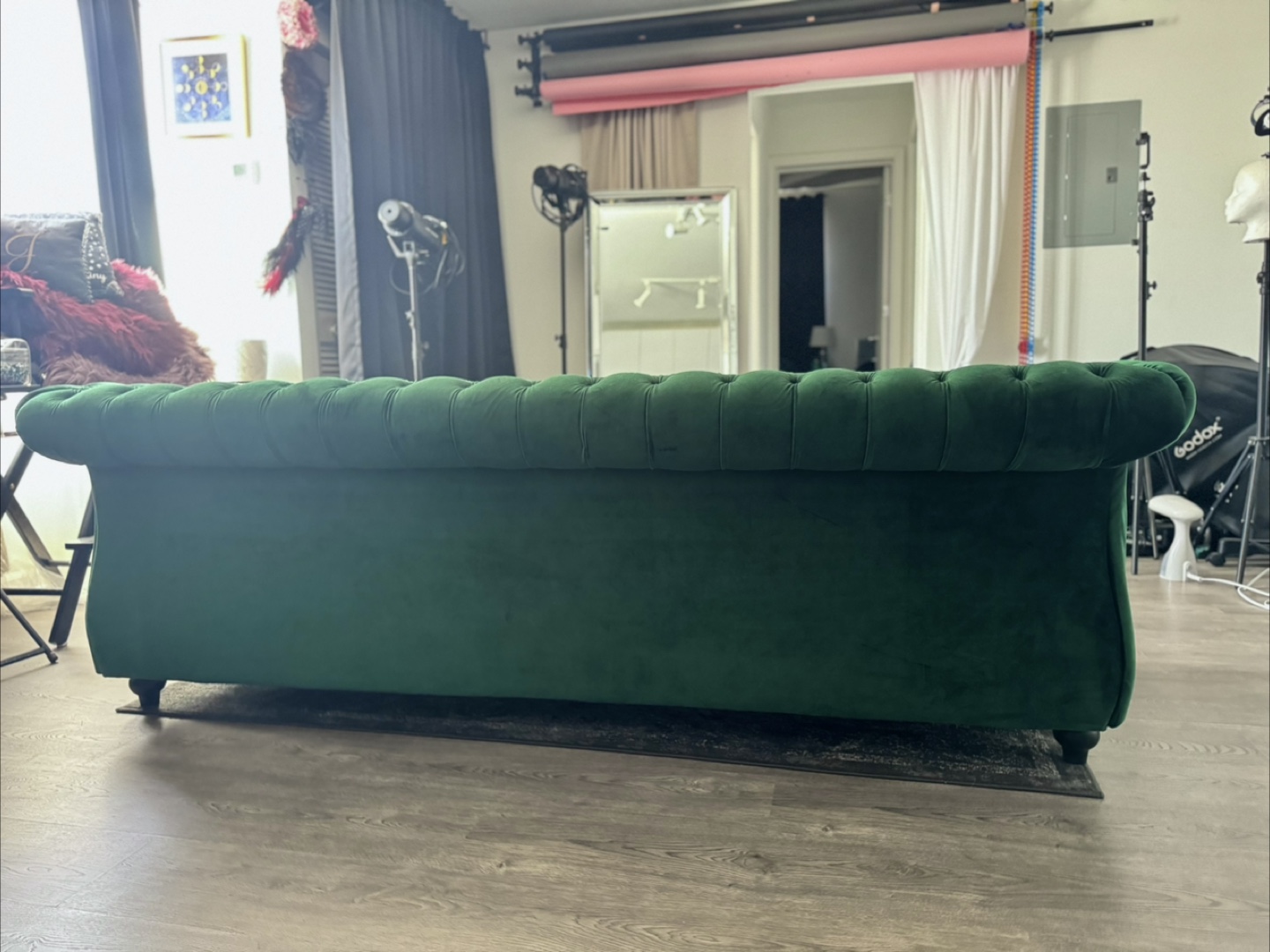 Green Velvet Chesterfield Tufted Sofa - photo 4