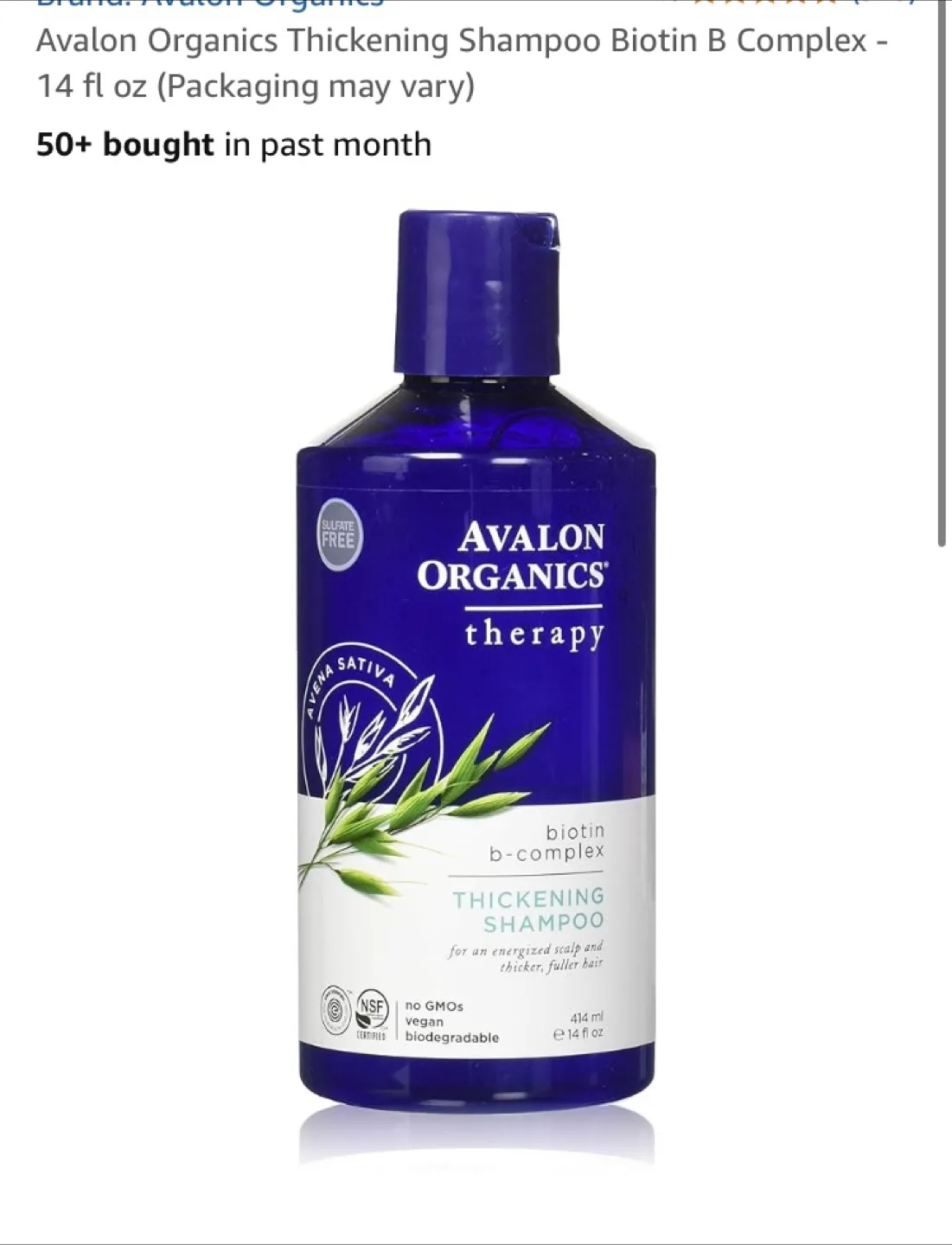 Avalon Organics Biotin B-Complex Thickening Shampoo image indicator(4)
