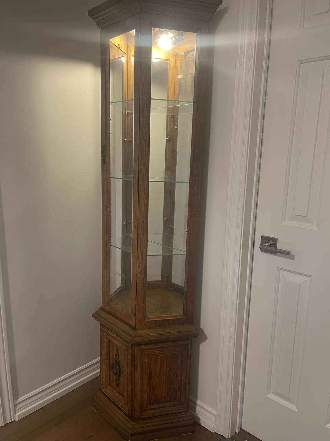 Wooden Display Cabinet with Glass Shelves