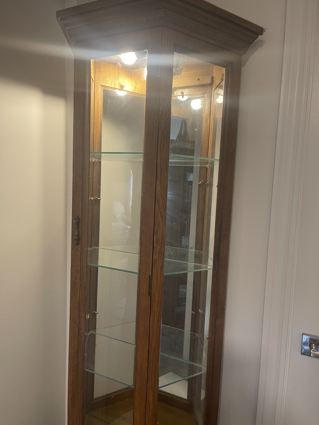 Wooden Display Cabinet with Glass Shelves - photo 2