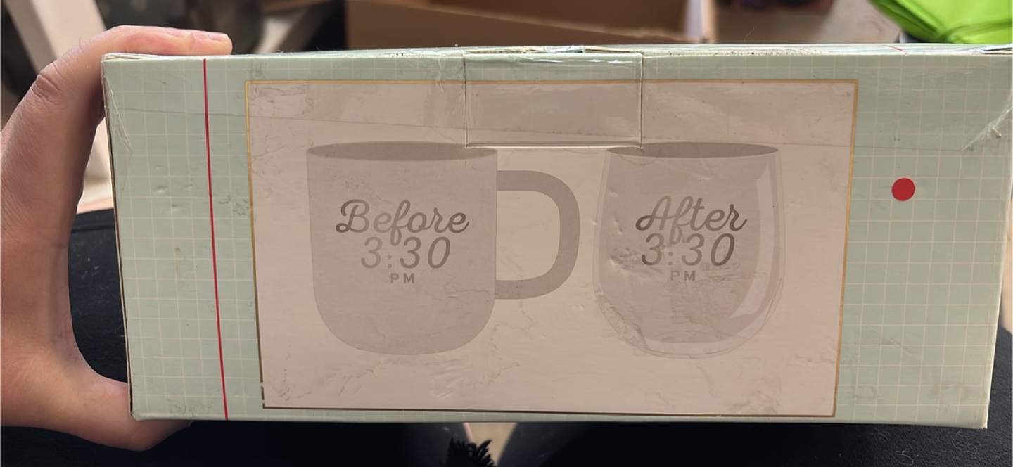 Before & After 3:30 PM Mug & Wine Glass Set