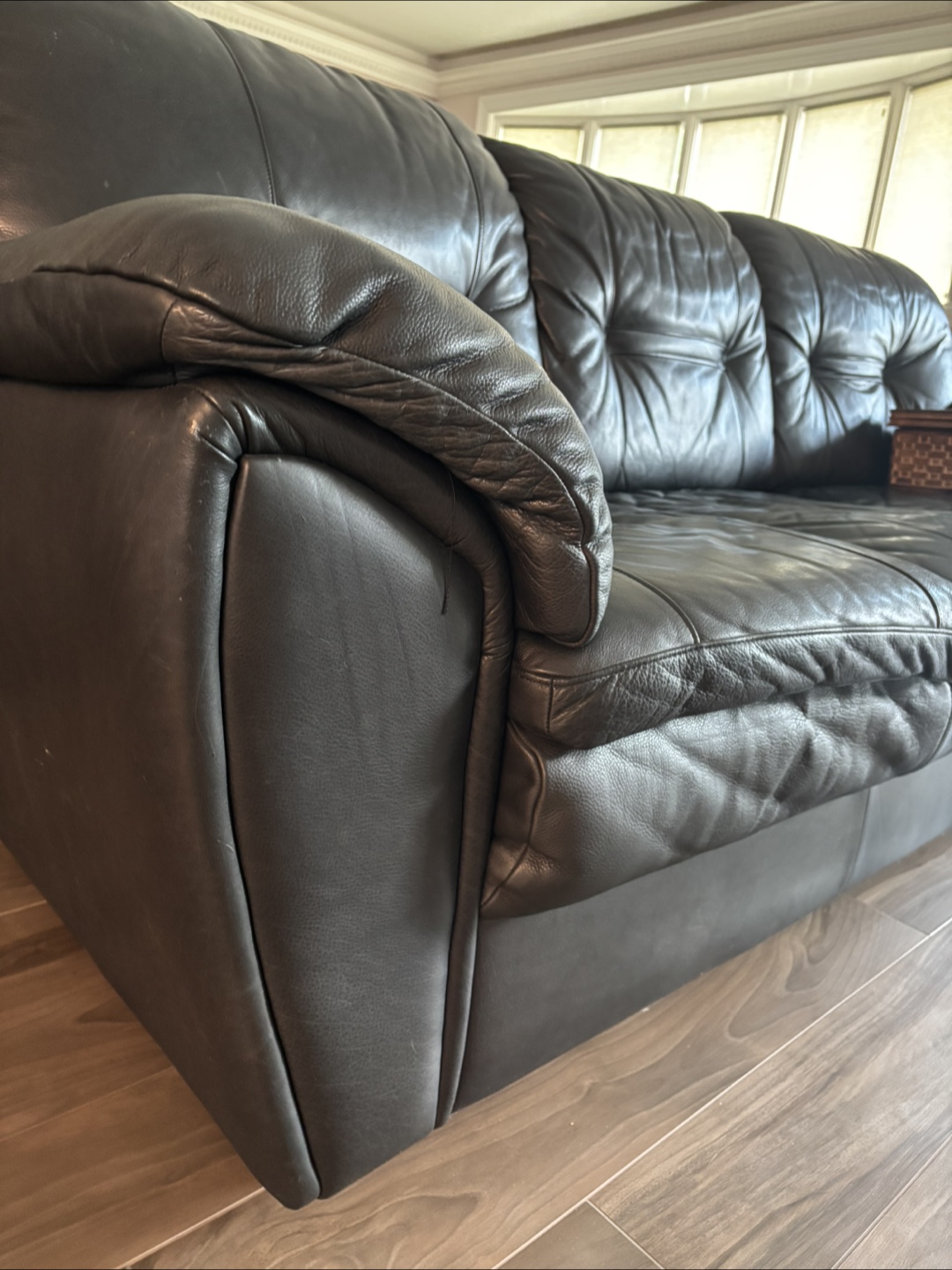 Black Leather Sofa - photo 2