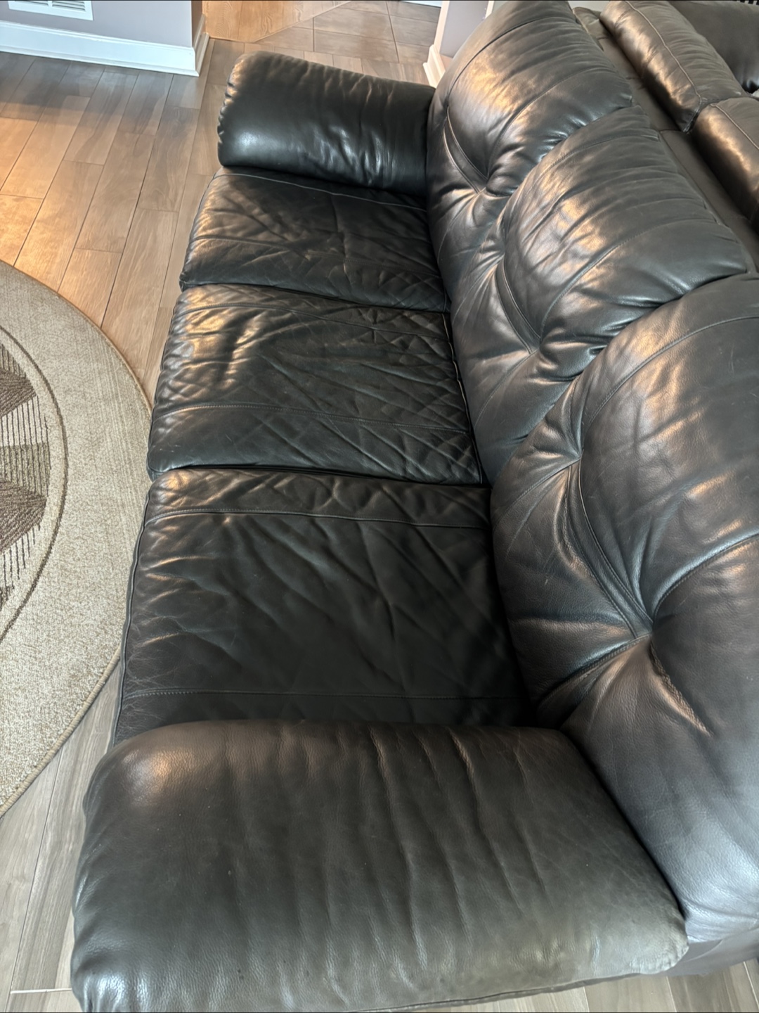 Black Leather Sofa - photo 3