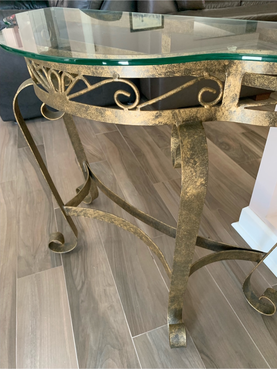 Glass Top Gold Console Table - photo 2
