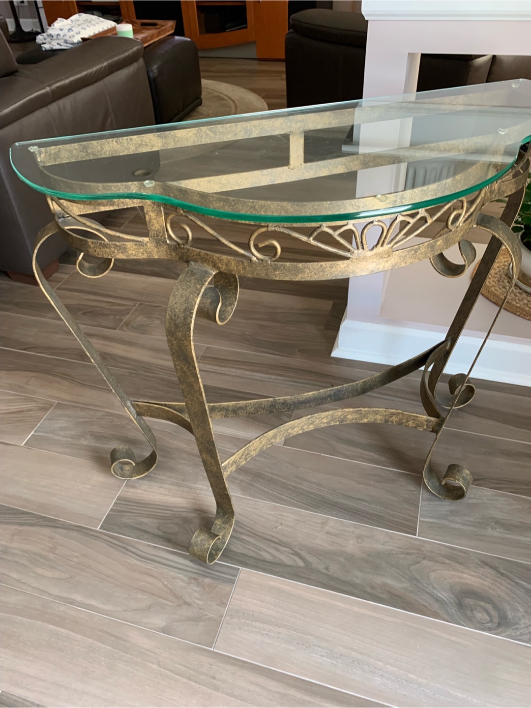 Glass Top Gold Console Table - photo 3