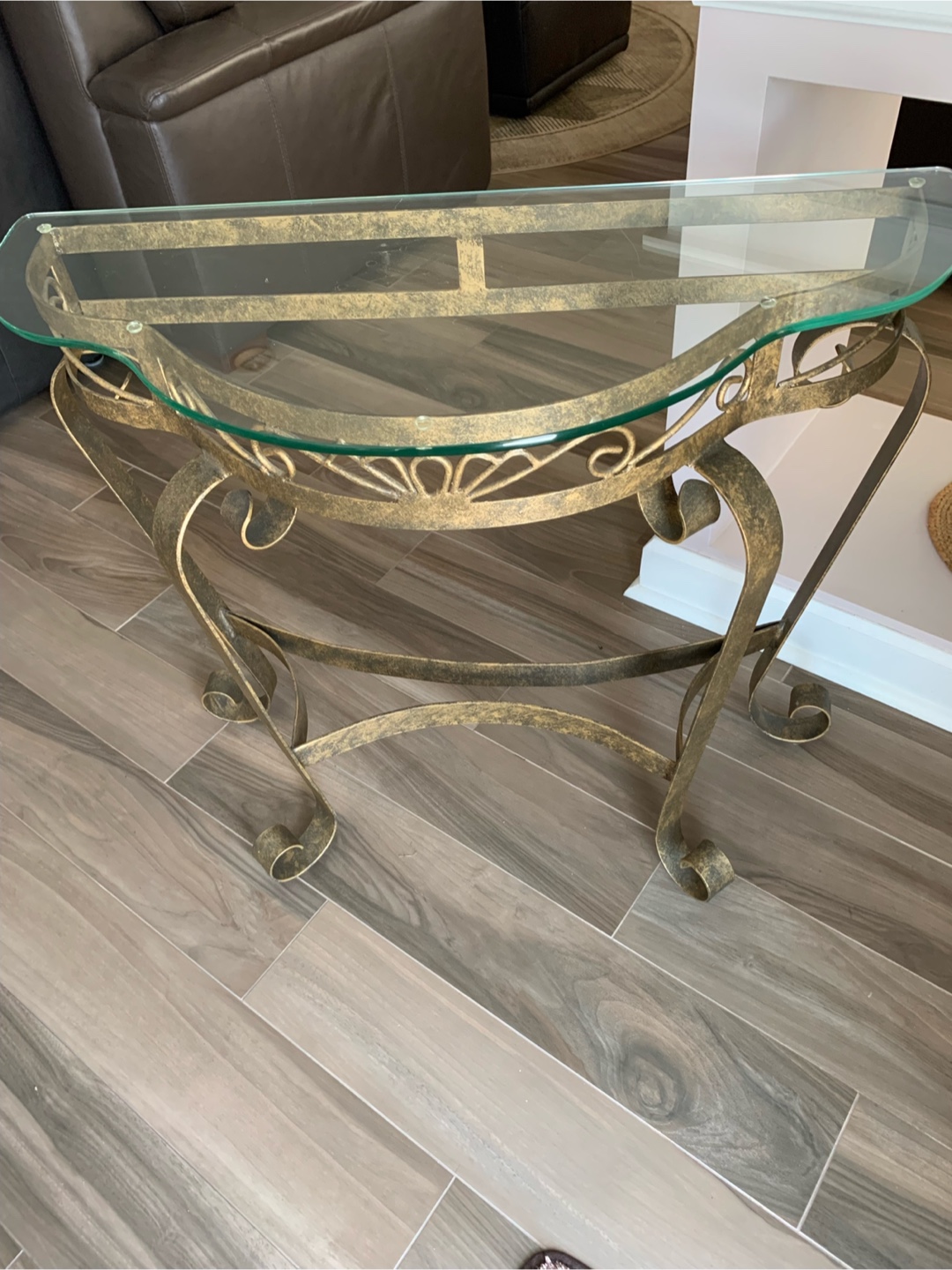 Glass Top Gold Console Table