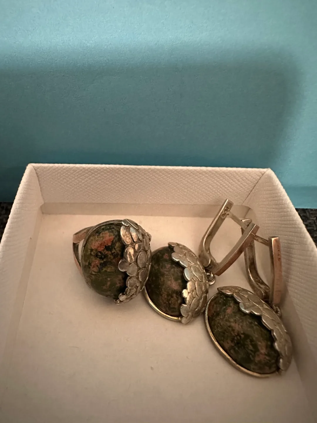 Sterling silver 925 Stone Ring size 6 & Earring Set image indicator(2)