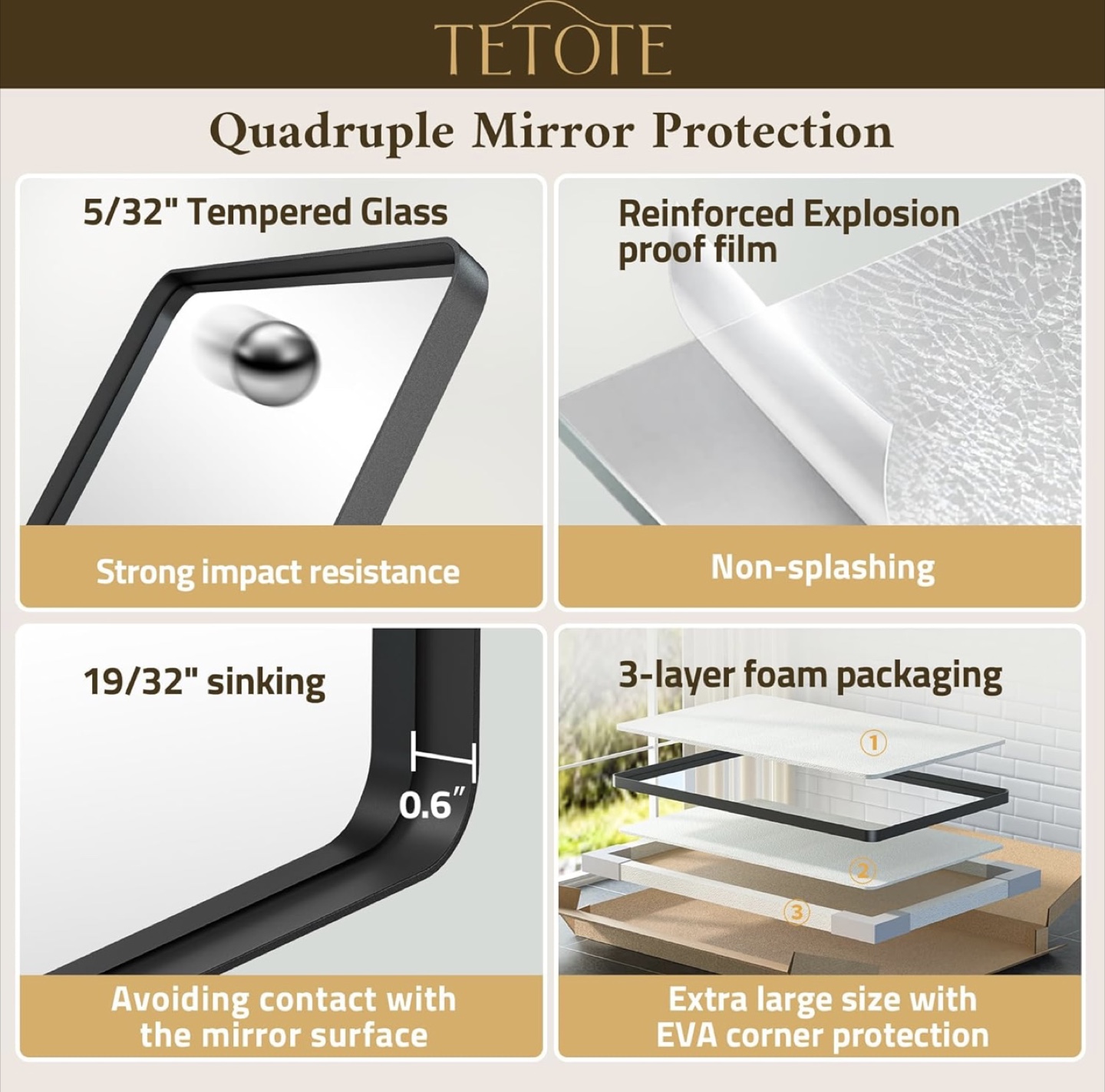 TETOTE Aluminum Alloy Frame Mirror 31.9 x 23.6 in - photo 3