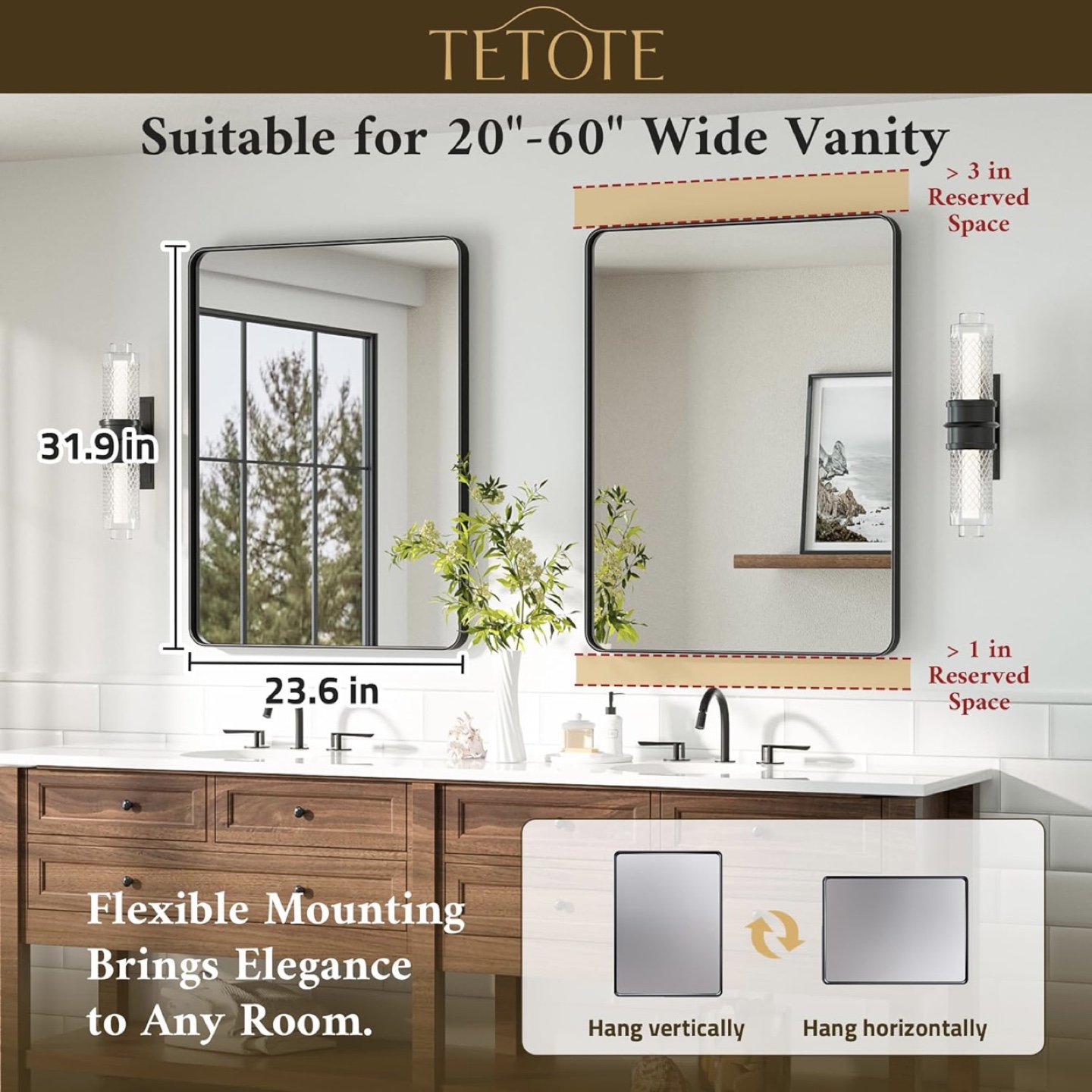 TETOTE Aluminum Alloy Frame Mirror 31.9 x 23.6 in - photo 5
