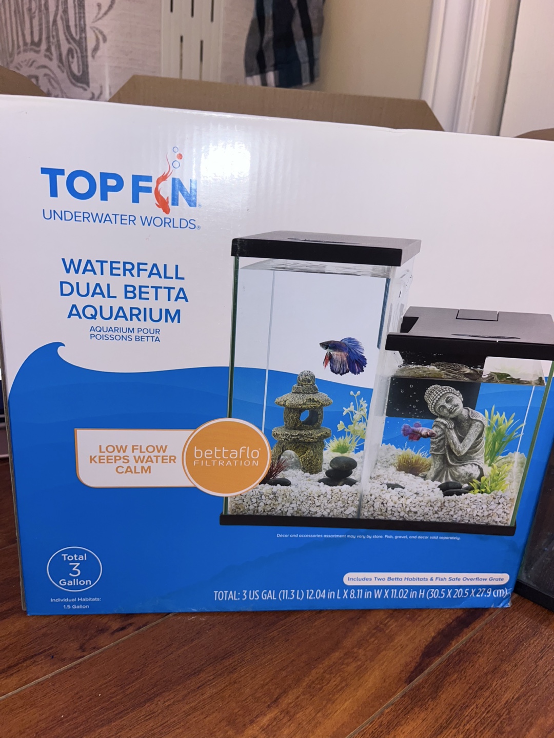 Top Fin Waterfall Dual Betta Aquarium - 3 Gallon