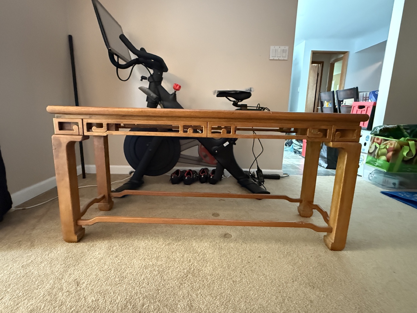 Solid Oak Tables with Glass Inserts - photo 2
