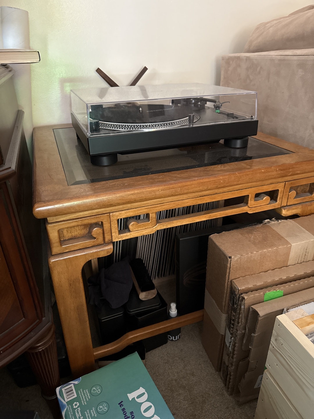 Solid Oak Tables with Glass Inserts - photo 4