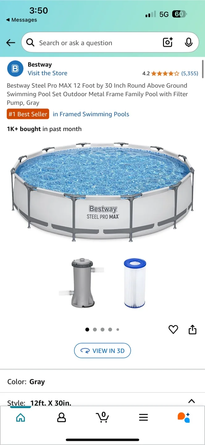 Bestway Steel Pro MAX 12ft x 30in Pool Set - Gray thumbnail