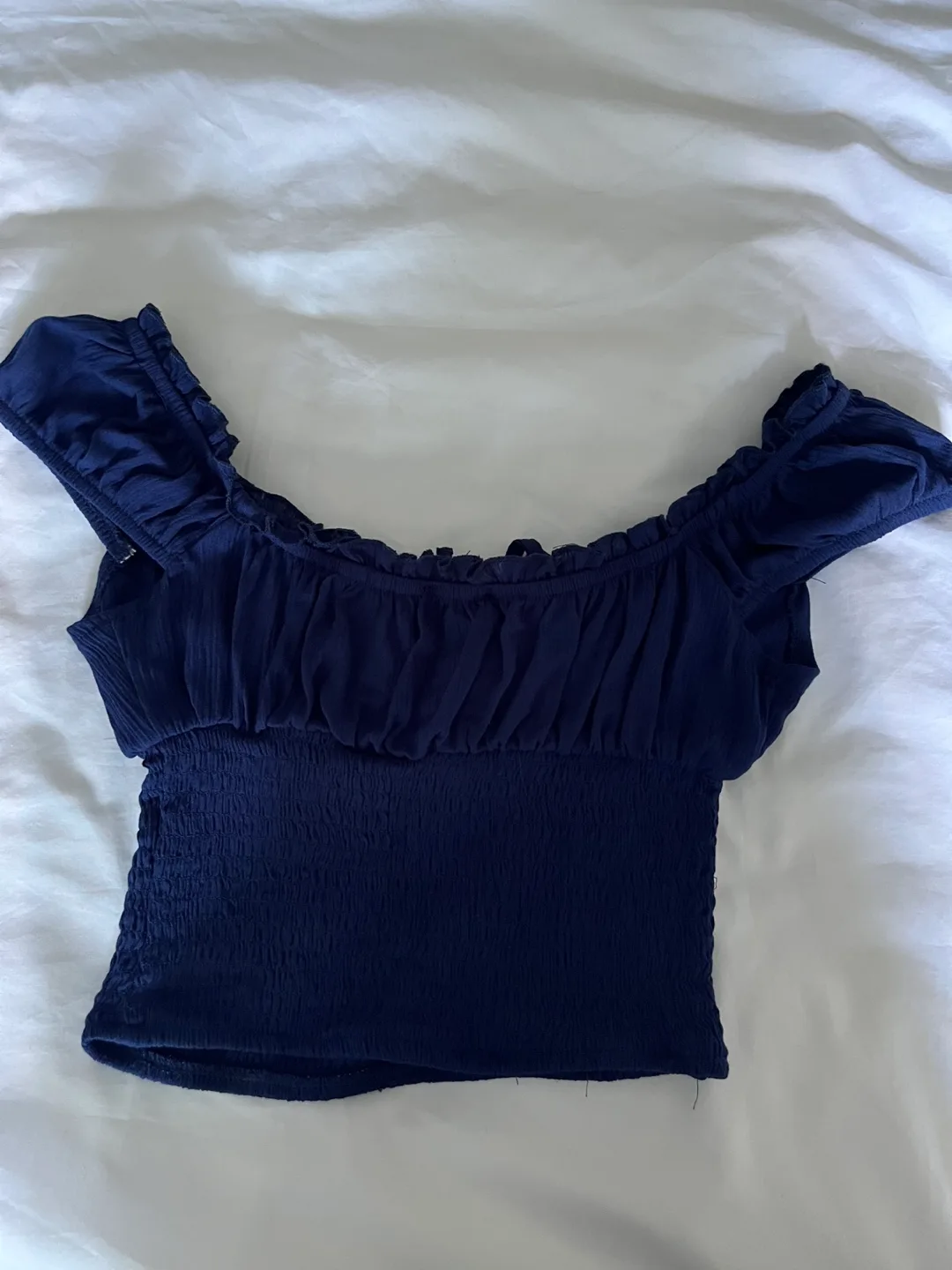 Navy Blue Off-Shoulder Crop Top image indicator(2)