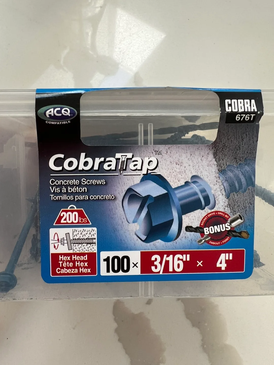 CobraTap Concrete Screws 100x 3/16" x 4" image indicator(2)