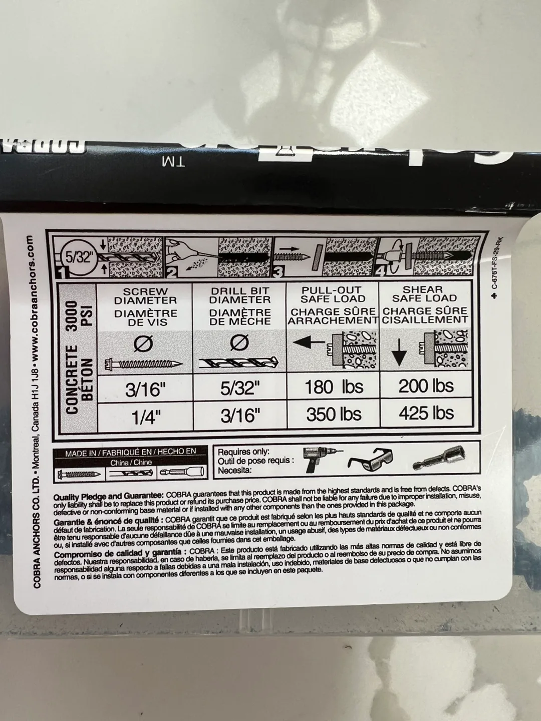 CobraTap Concrete Screws 100x 3/16" x 4" image indicator(3)