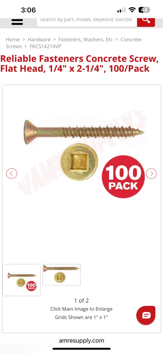 Richelieu Hardware Concrete Screws 1/4" x 2-1/4", 100/Pack image indicator(5)