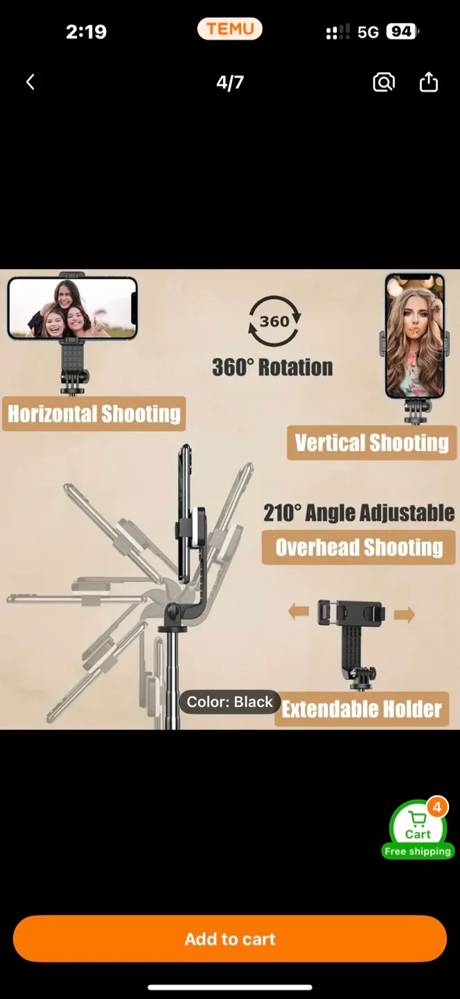 40inch/101cm Selfie Stick Tripod thumbnail