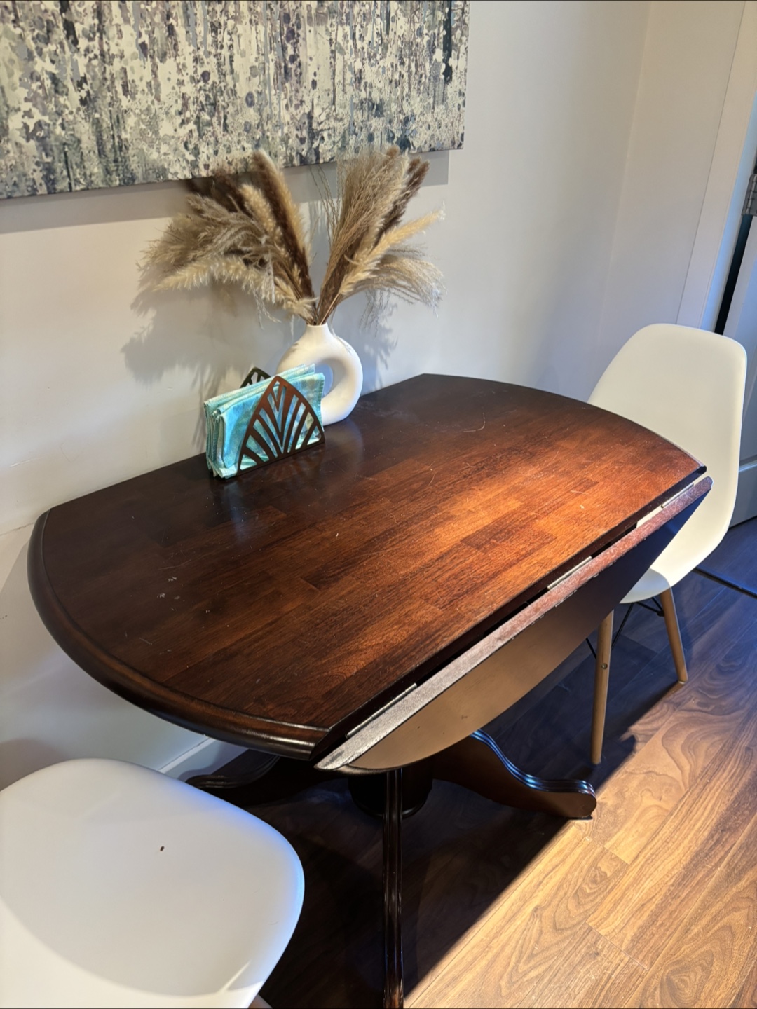 Dark Wood Round Dining Table - photo 2