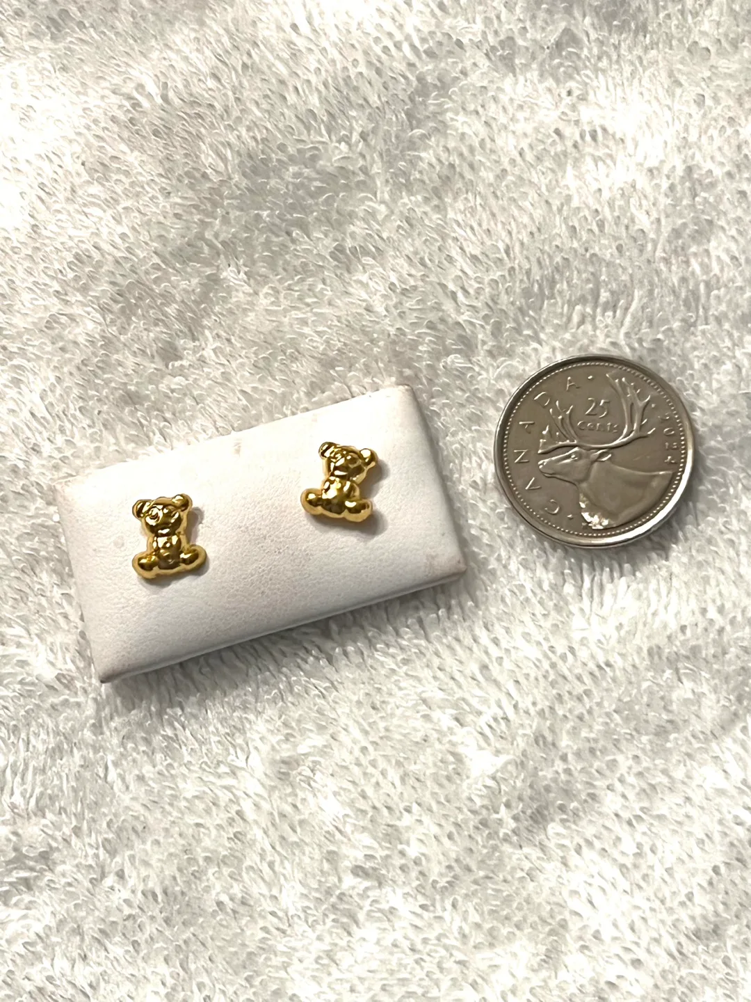 18K Saudi Gold Teddy Bear Stud Earrings thumbnail