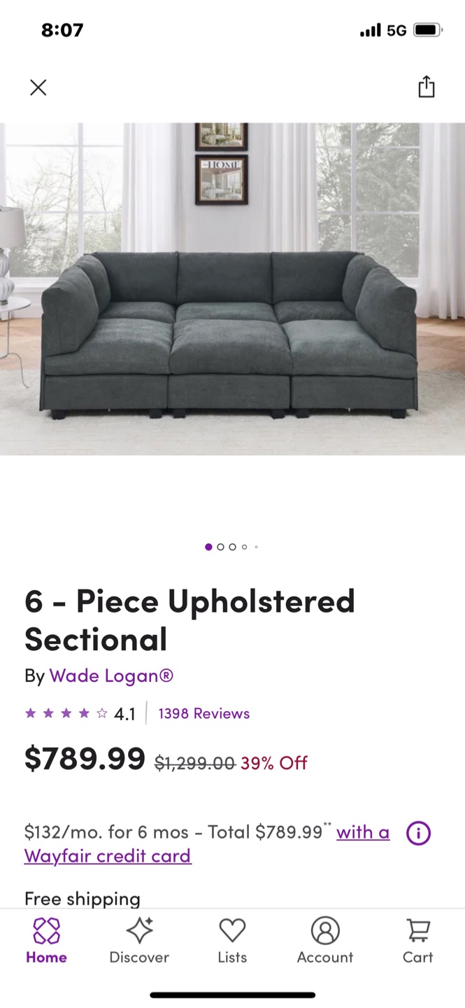 #freecycle Wade Logan 6-Piece Upholstered Sectional - photo 2