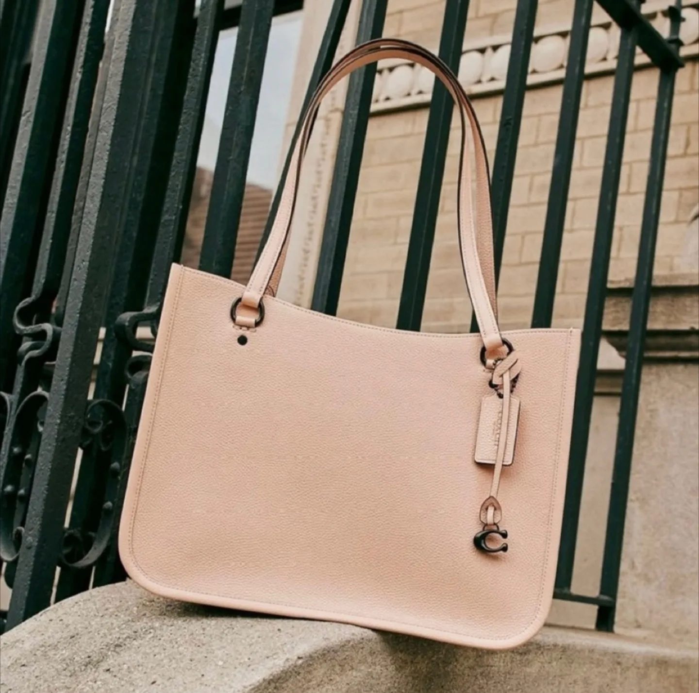 Coach Tyler Carryall Apricot Pebbled Leather Tote Bag thumbnail