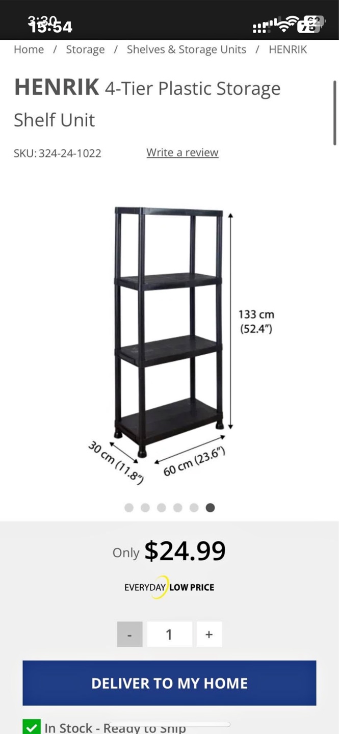 HENRIK 4-Tier Plastic Storage Shelf Unit (2 items)