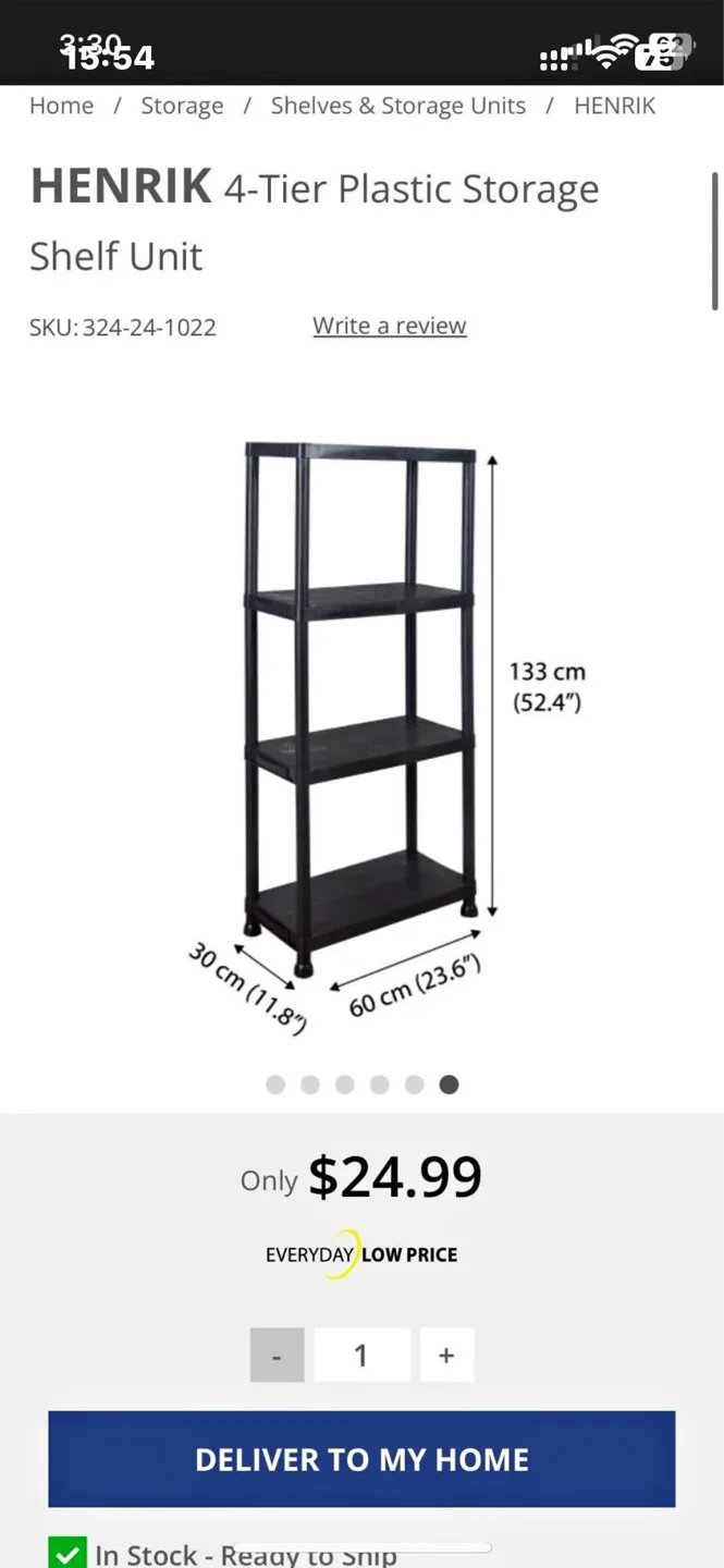 HENRIK 4-Tier Plastic Storage Shelf Unit (2 items) thumbnail