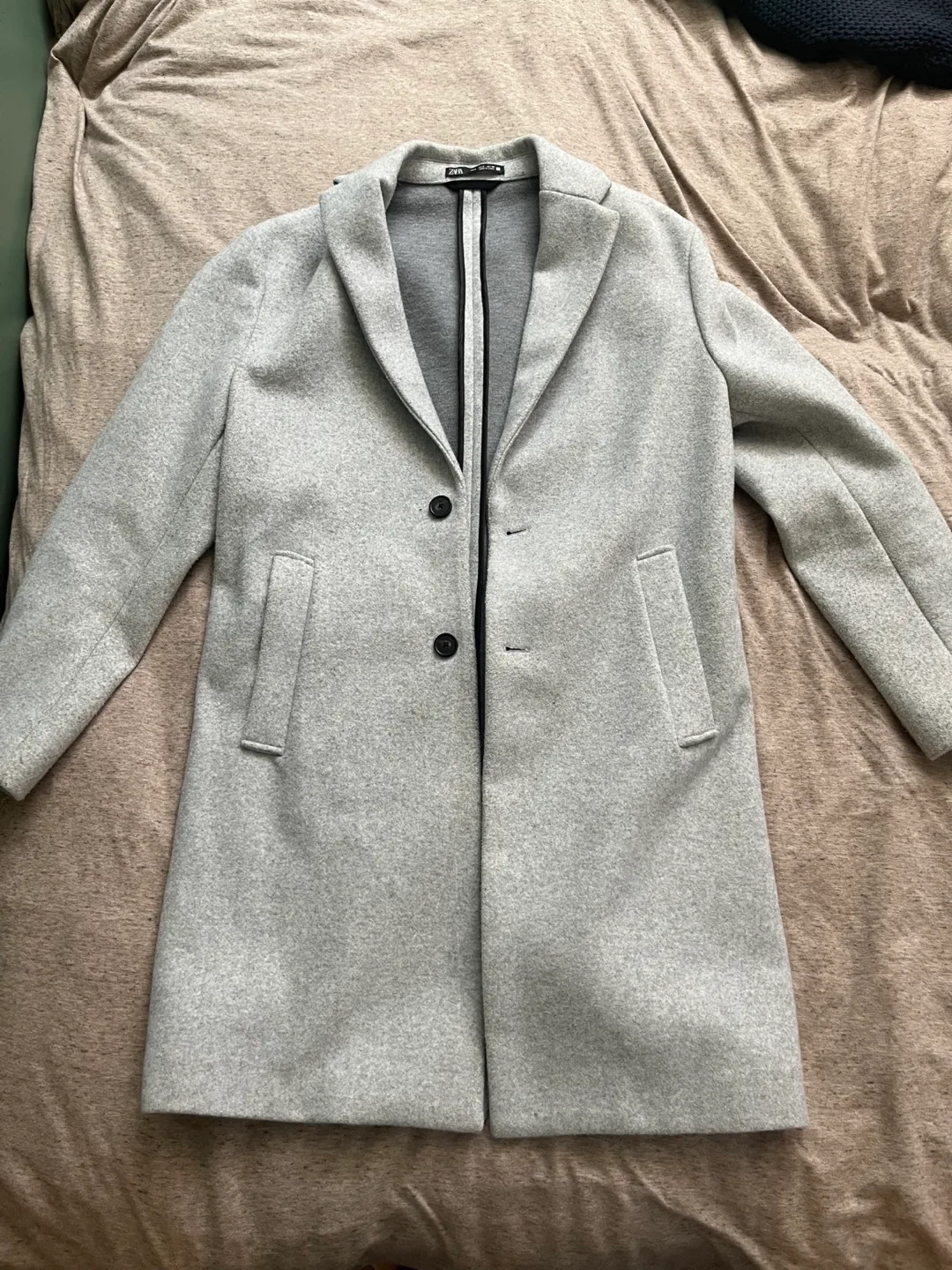 Zara Grey Wool Blend Coat - Size S thumbnail