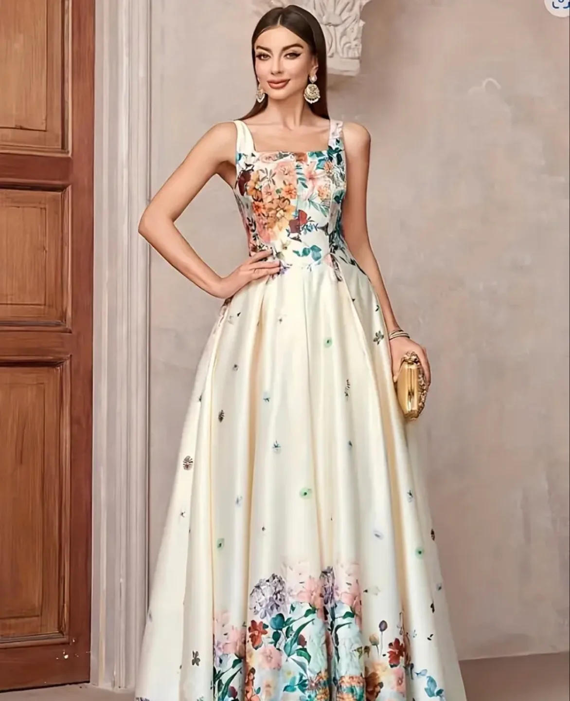 Apricot Floral Dress - Size XXL thumbnail
