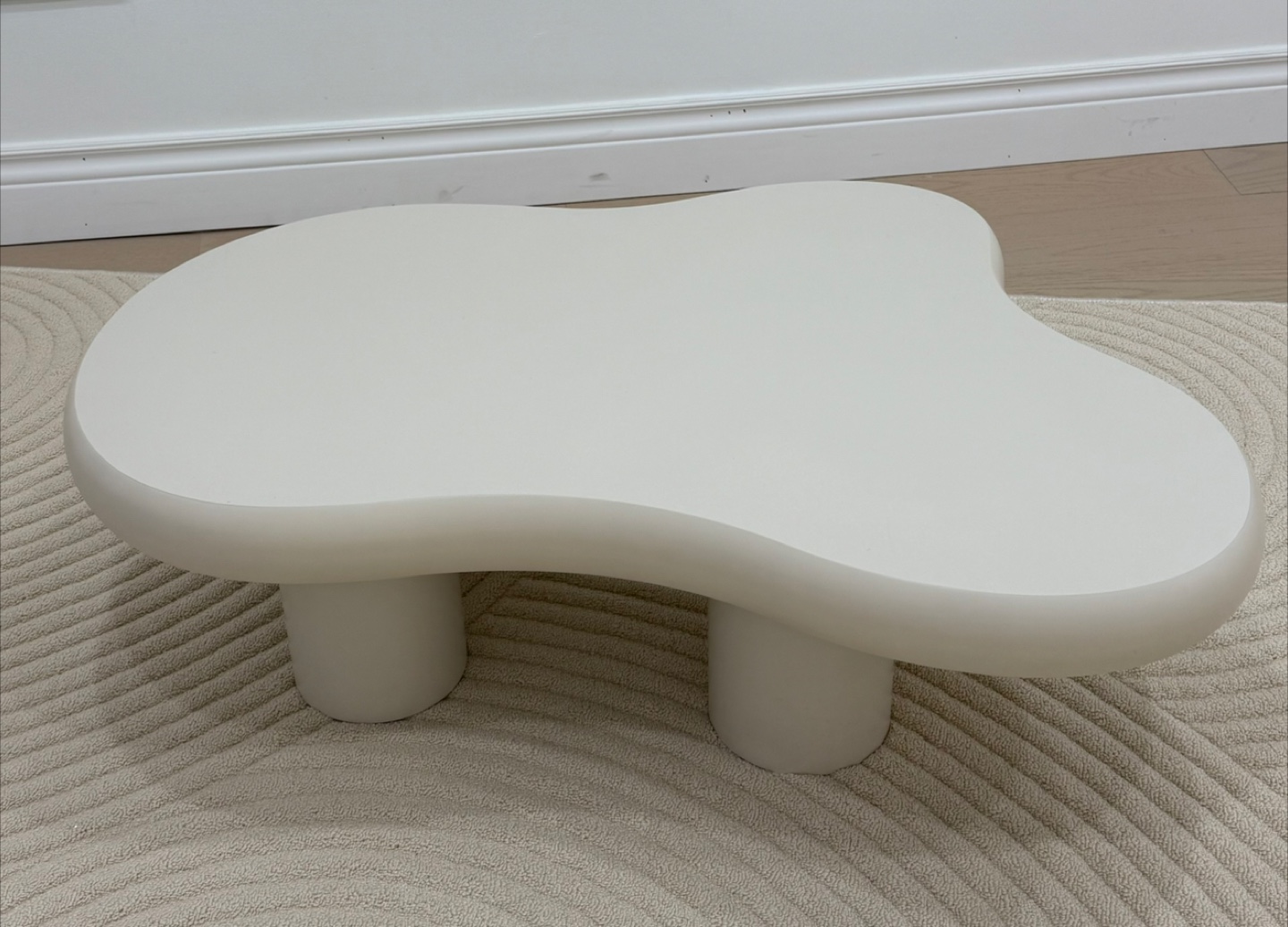 Off-White Kidney Shaped Coffee Table
