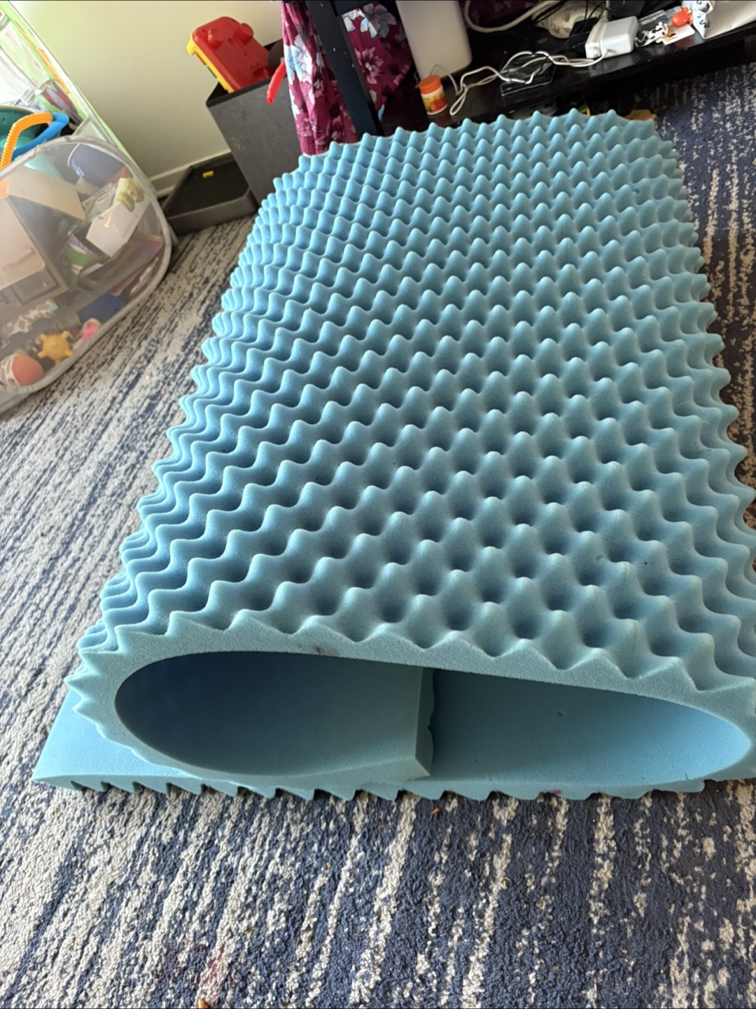 Blue Egg Crate Foam twin size Mattress Topper - photo 3