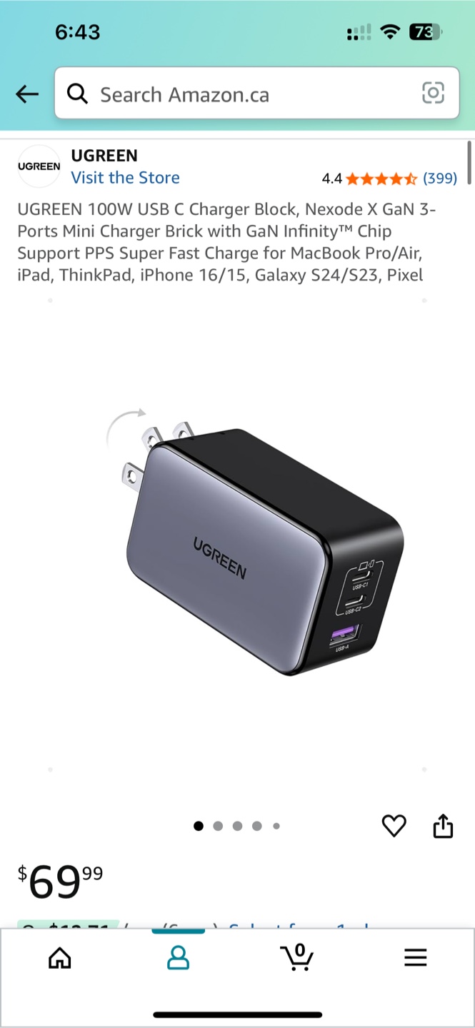 UGREEN 100W USB-C Charger (3-Port GaN) – $70 original