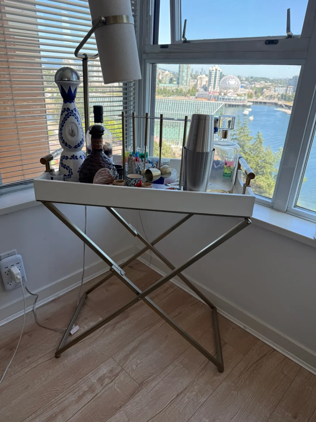 Modern white & gold bar cart thumbnail