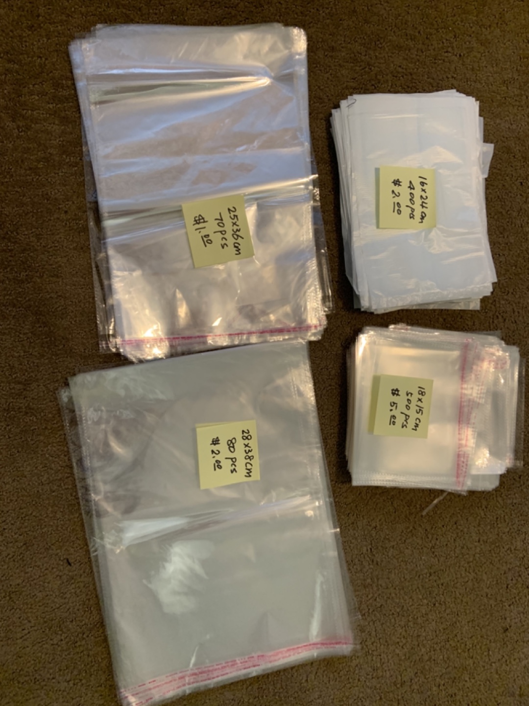 Variety of Clear Plastic Packaging Bags
