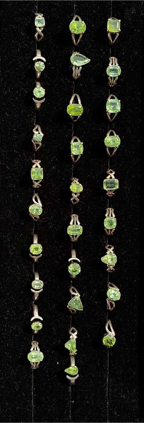 Faceted Peridot Gemstone 925 Silver Rings