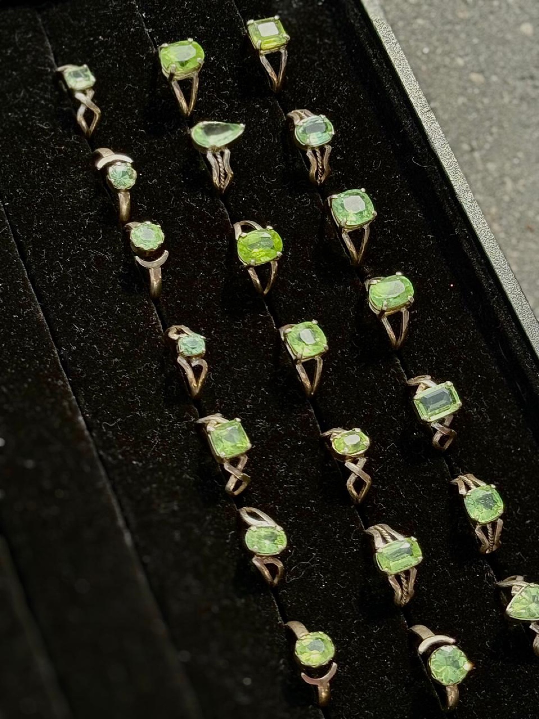 Faceted Peridot Gemstone 925 Silver Rings - photo 2