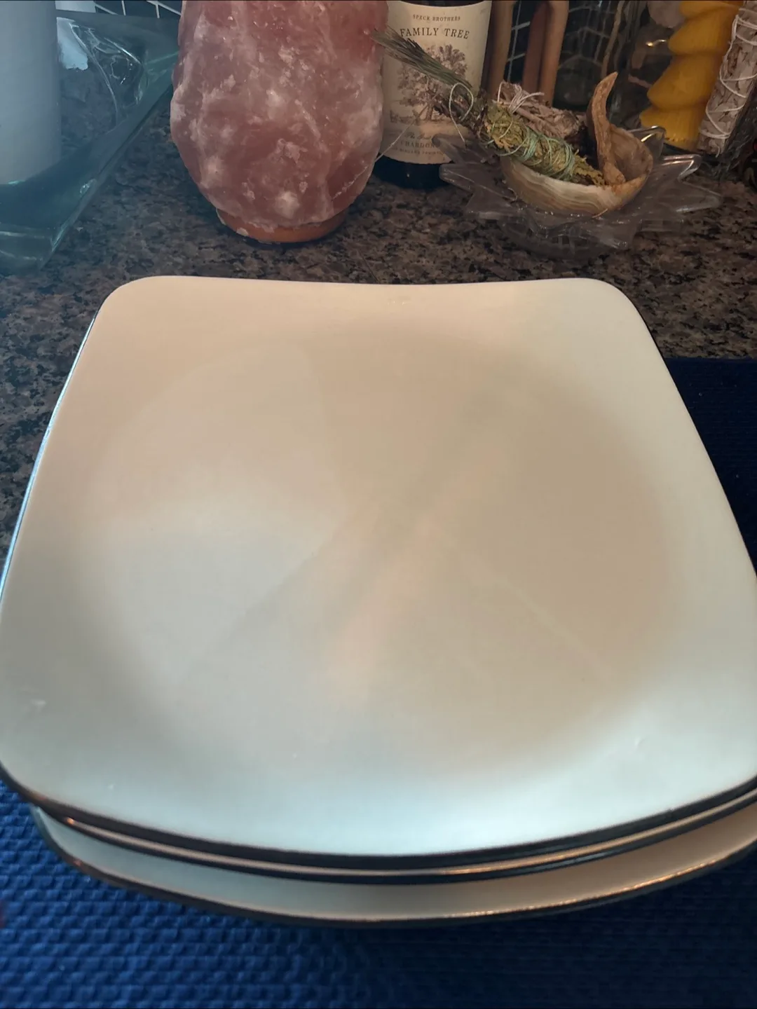 Large Square Serving or Dinner Plates - Set of 3
