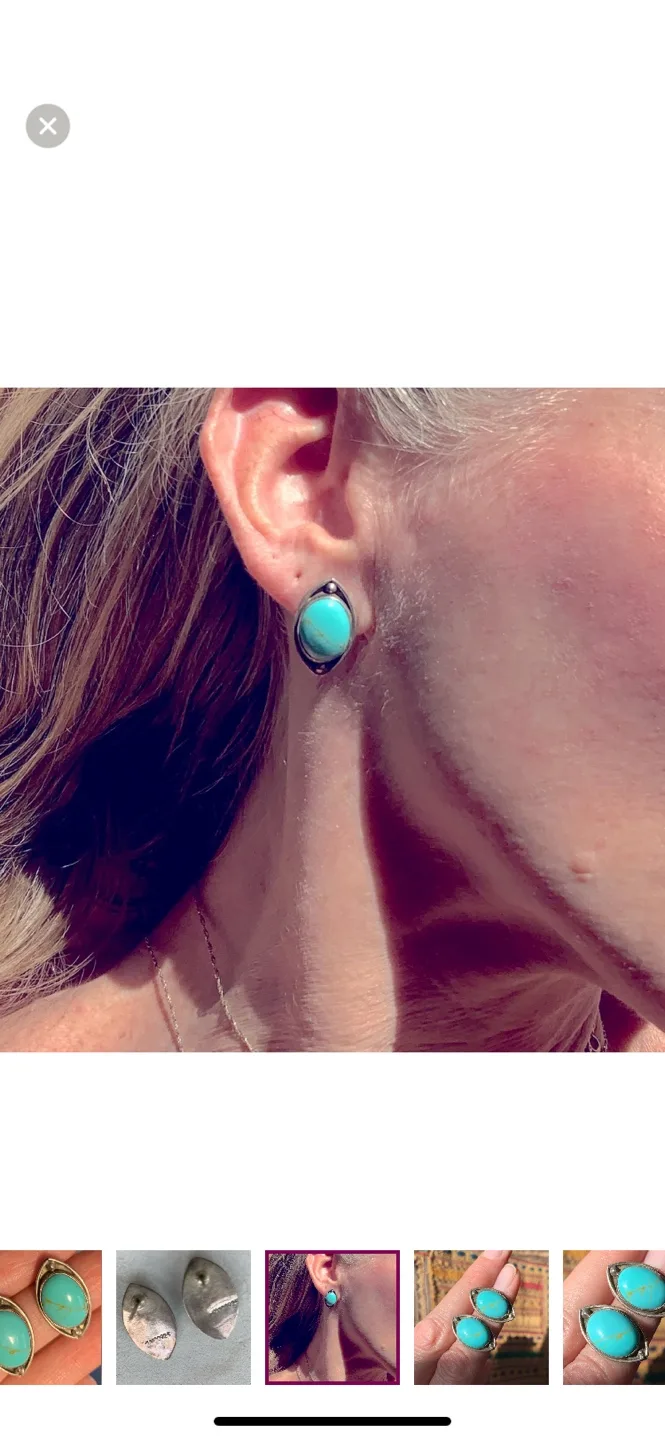 Beautiful Vintage Genuine Turquoise and Sterling Earrings thumbnail