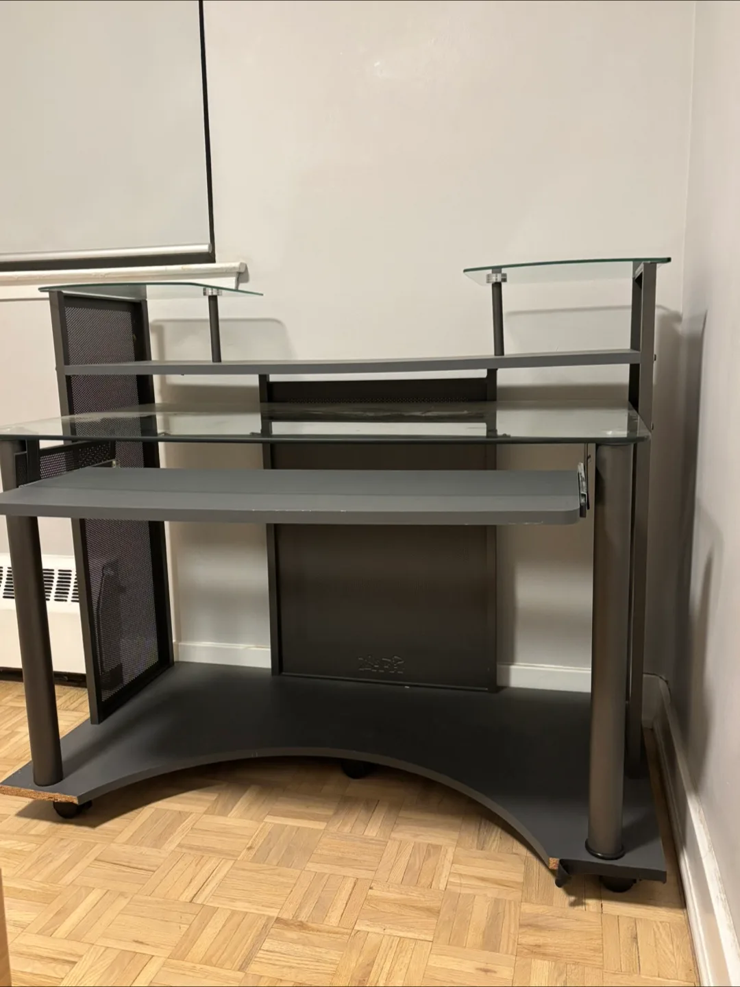 Gray Glass Top Computer Desk image indicator(2)