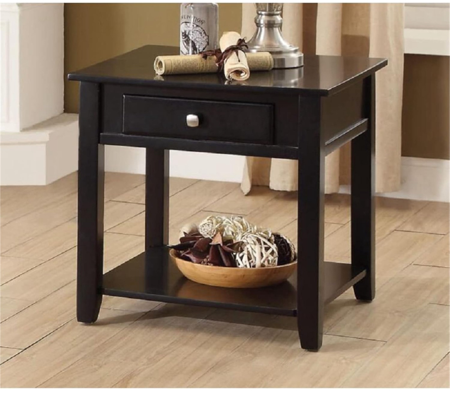 Black End Table with Drawer