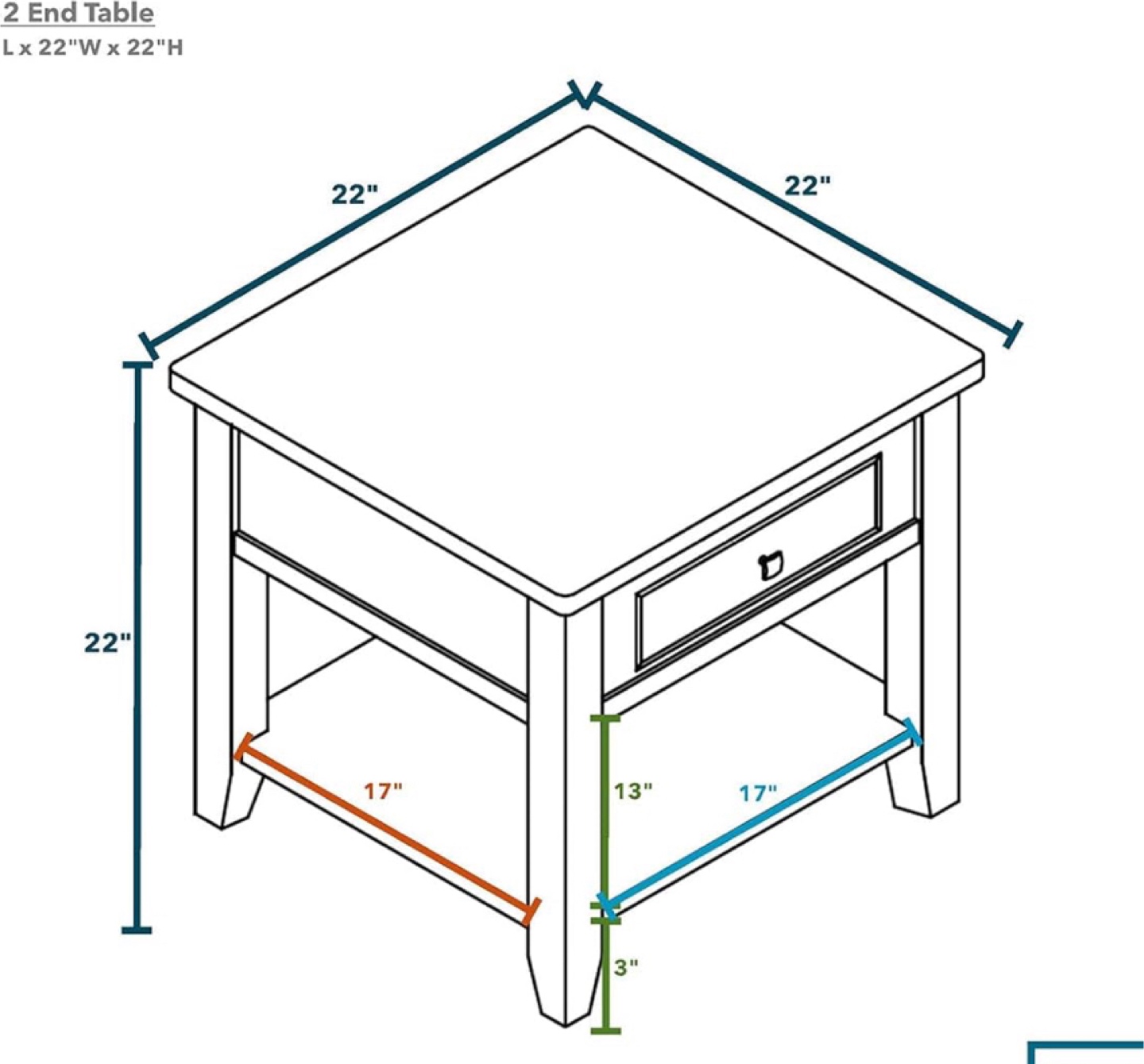 Black End Table with Drawer - photo 2