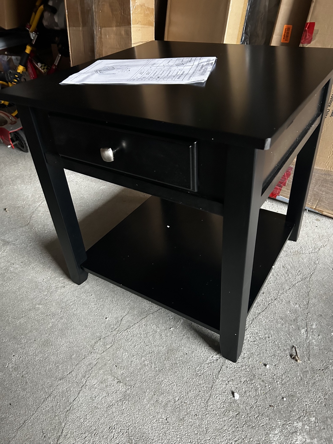 Black End Table with Drawer - photo 4