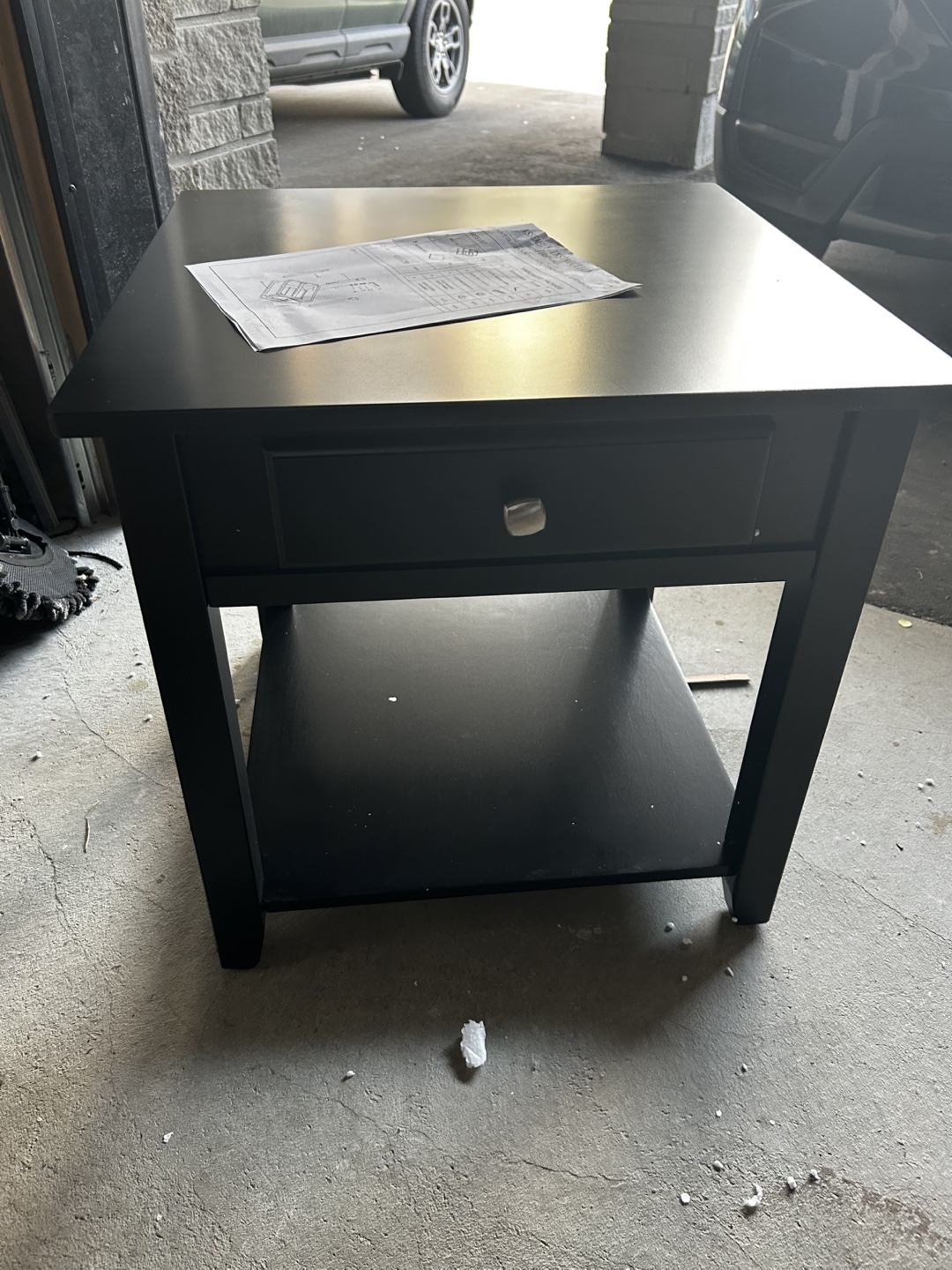 Black End Table with Drawer - photo 3