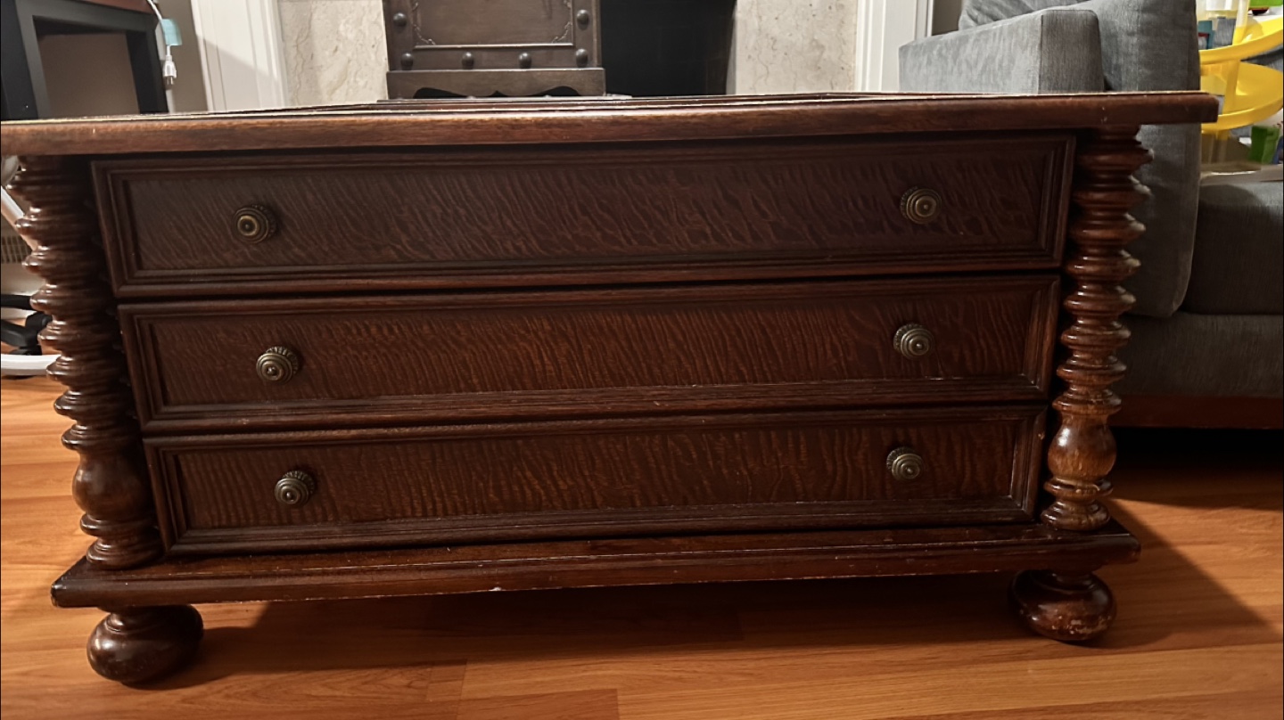 Wooden Chest/Coffee Table with World Map