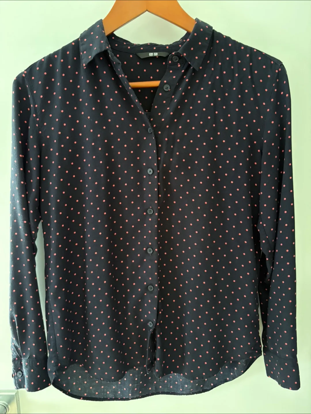 Uniqlo Navy Polka Dot Button-Up Shirt thumbnail