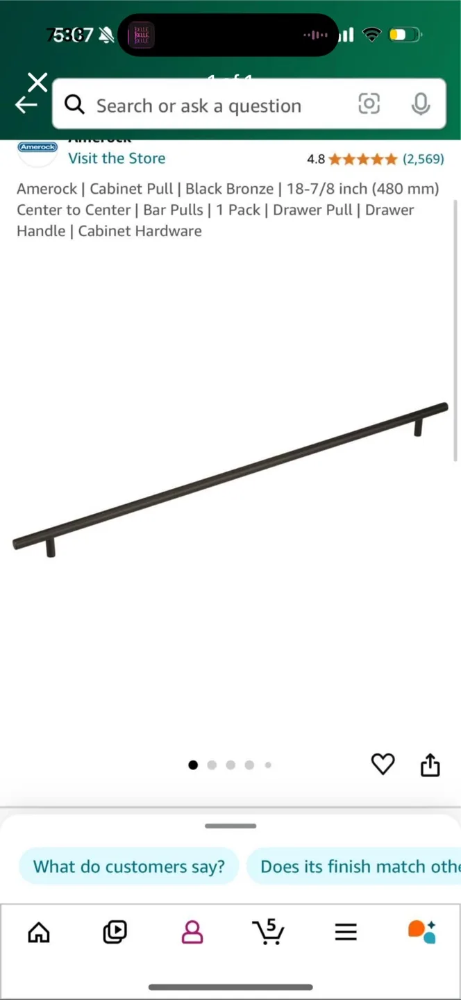 NEW heavy cabinet drawer pull (black, steel) thumbnail