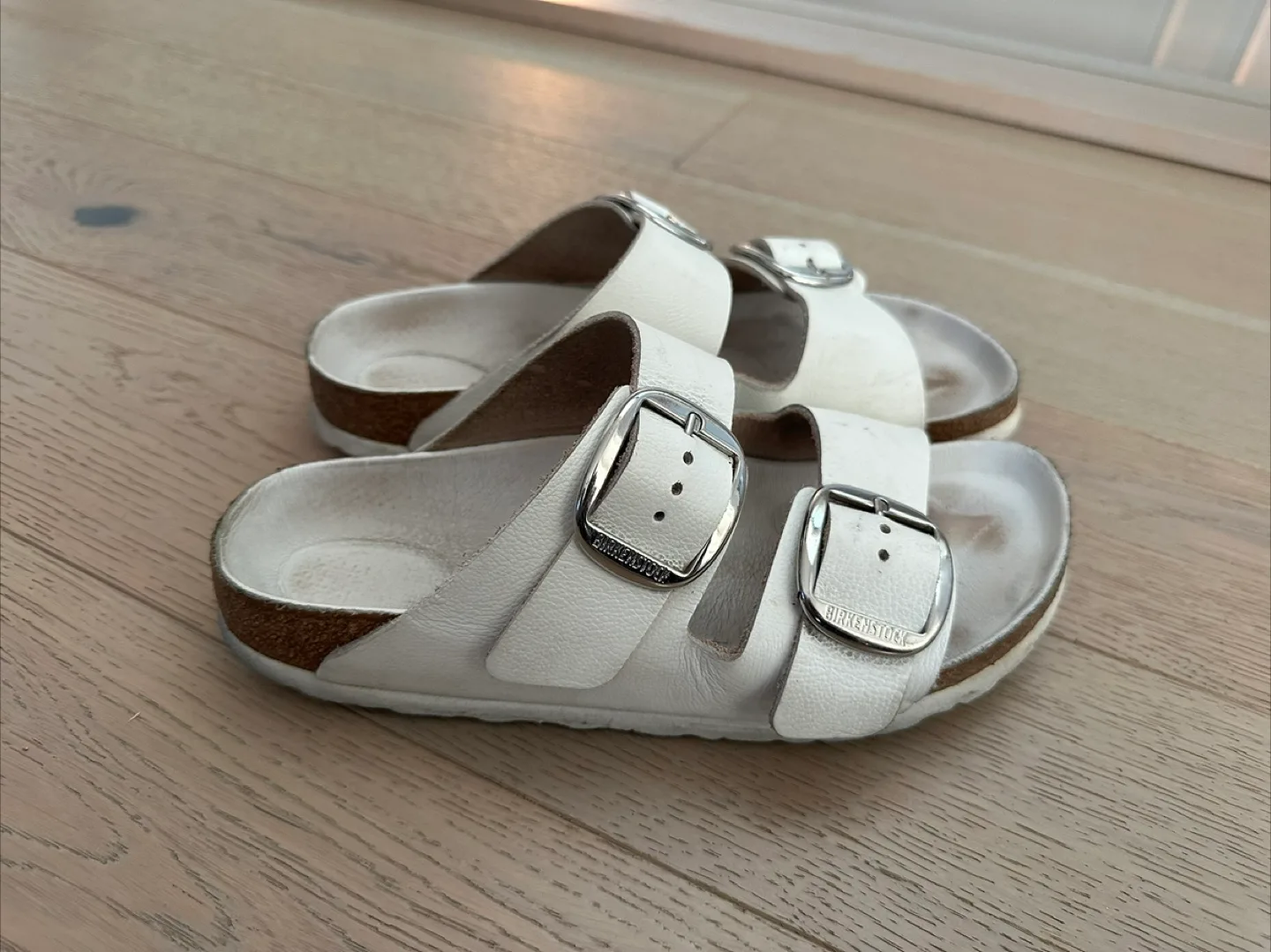 Birkenstock - white leather sandals - euro 39 woman’s size 8 thumbnail