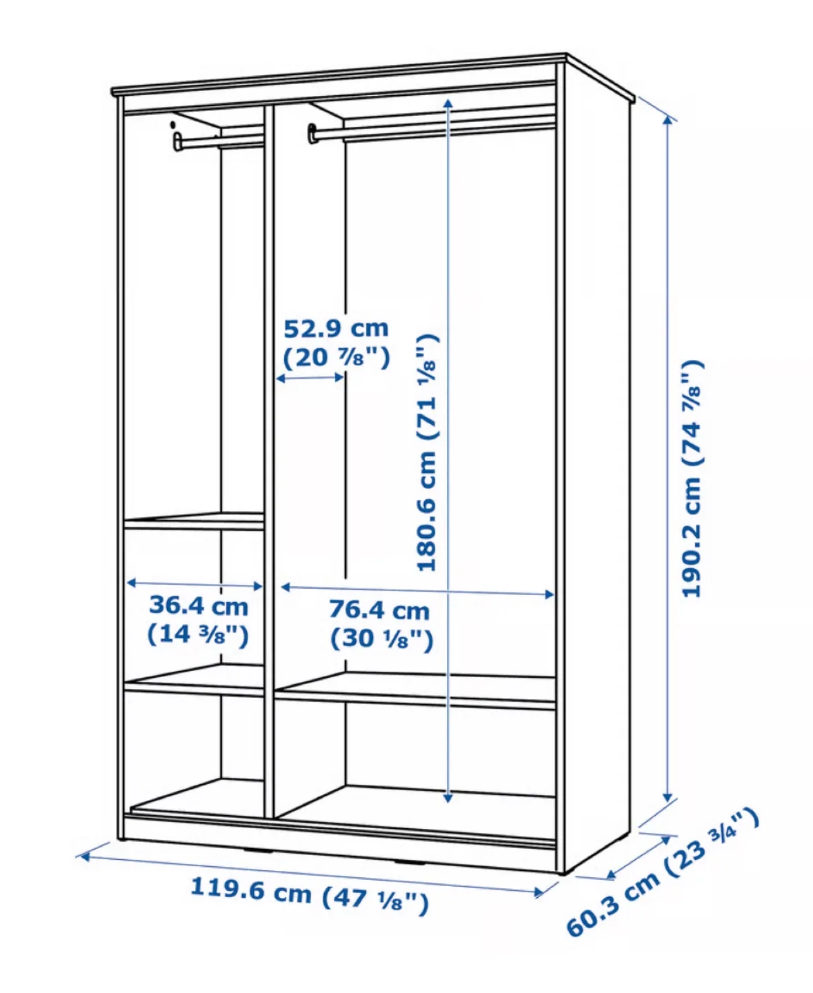IKEA Hemnes White Wardrobe w/ Mirror thumbnail